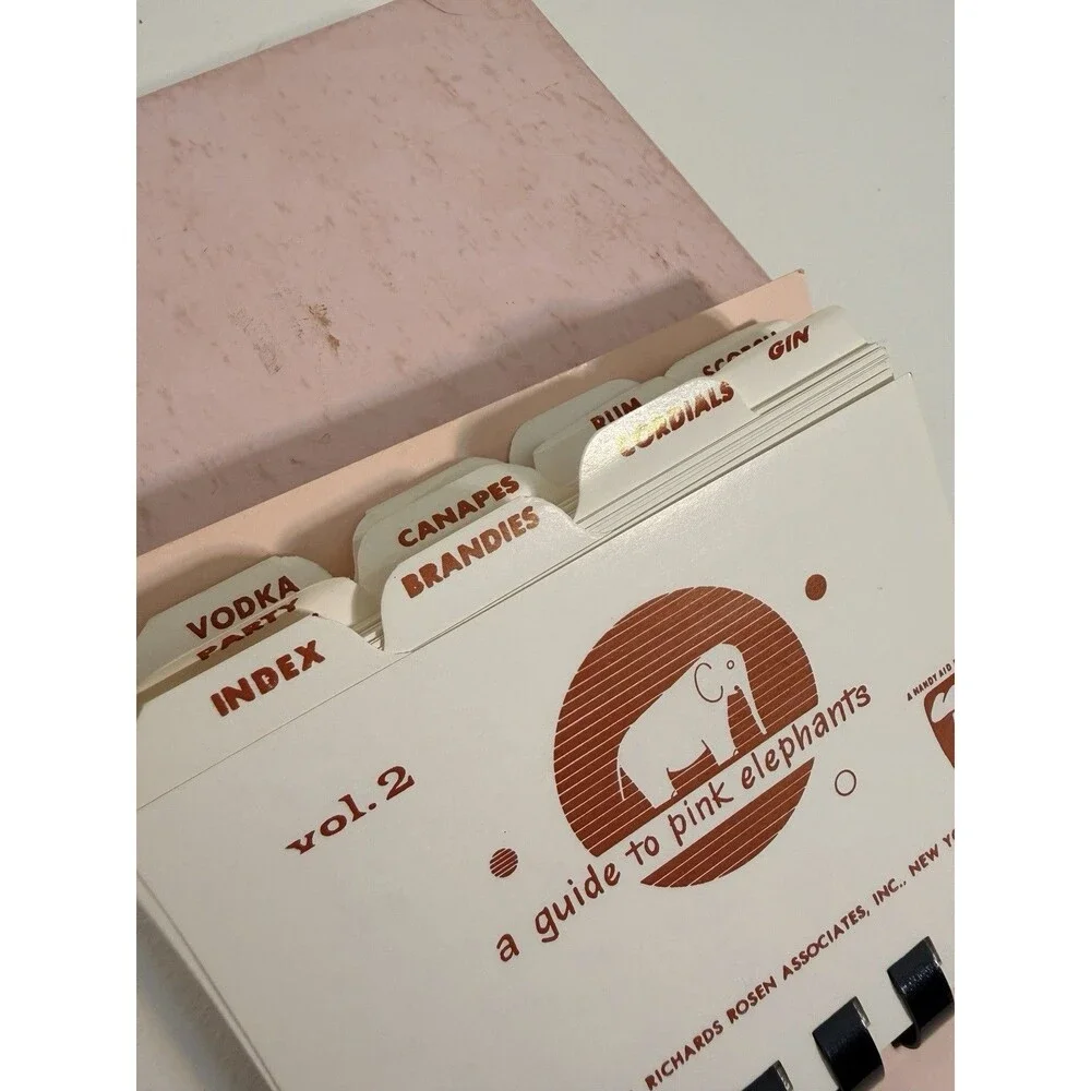 1957 A Guide to Pink Elephants Cocktail Recipe Book with Box vol. 2 MCM barware